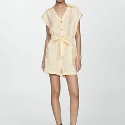 MANGO Linen Belted Jumpsuit-image-58