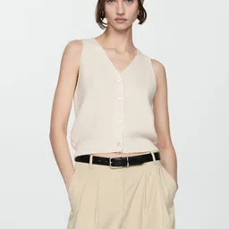 MANGO Knitted V-Neck Sweater-image-84