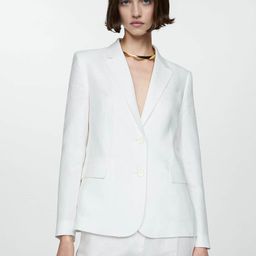 MANGO Single-Breasted Linen Formal Blazer-29