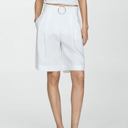 MANGO Women High-Rise Linen Bermuda Shorts with Belt-picture-12