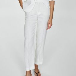 MANGO Women Linen Crop Trousers-image-82