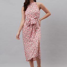 plusS Pink Floral Print A-Line Midi Dress-image-61