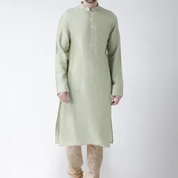 KISAH Men Green Kurta with Churidar-image-60