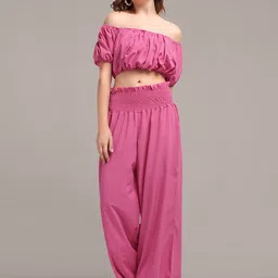 iki chic Pink  Off-Shoulder Slip-On Top With Palazzo-picture-53