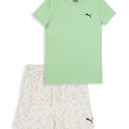 Puma Girls Printed Short Sleeves T-Shirt & Shorts-image-94