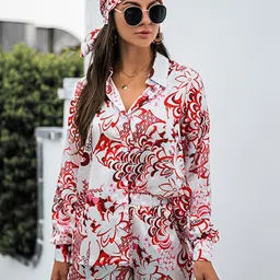 StyleCast White & Red Floral Printed Shirt & Shorts-picture-13