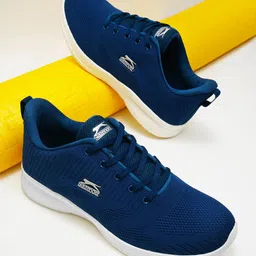 Slazenger Men Textured Flyknit Lace-Up Running Shoes-image-92