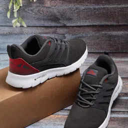 ASIAN Men Charcoal Captain-12 Mesh Running Non-Marking Shoes-2