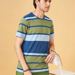 Urban Ranger by pantaloons Striped Round Neck Slim Fit T-shirt-image-55