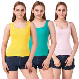 Women Yellow, Light Blue, Pink Camisole-image-6