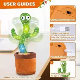 Dancing Talking Cactus Plush Toy, Wriggle, Singing, Repeats What You Say-593-17