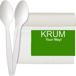 White Compostable Spoons 25 Pack Disposable CPLA 6.2 in Disposable Wooden Cutlery Set-image-16
