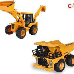 Diecast Friction JCB and Dumper Truck Set of Combo Construction Vehicle for Kids-19