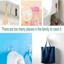 Wall Hooks For Hanging Cloths , Strong Wall Hanger Hook Without Drill Transparent Towel Holder-image-14