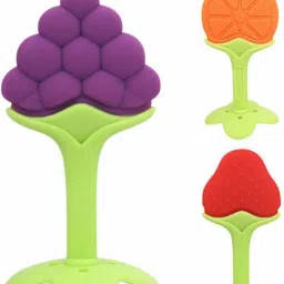 first trend BPA Free Strawberry Shape Food Nibbler/Feeder/Silicon Dental Care Teether or Fruit Teether Age 6 - 12 months Teether (Red Teether image 4