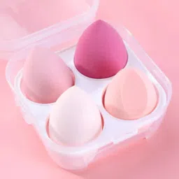 Makeup Sponge & Beauty Blender with Egg Case Holder, 4 Pcs MULTICOLORS Puff-24