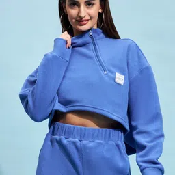 STREET 9 High Neck Crop Sweatshirt-image-51