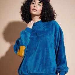 SASSAFRAS BASICS Round Neck Long Sleeves Oversized Fleece Pullover Sweatshirt-image-20
