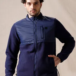 WROGN Mock Collar Long Sleeves Front Open Sweatshirt-picture-33