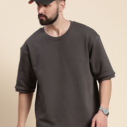 DILLINGER Round Neck Drop Shoulder Sleeves Longline Oversized Pullover Sweatshirt-image-66