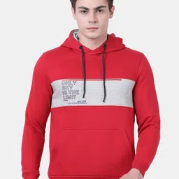 t-base Men Red Printed Hooded Sweatshirt-image-25