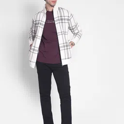 Crimsoune Club Checked Mock Collar Front-Open Sweatshirt-picture-38