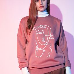 STREET 9 Graphic Printed Turtle Neck Fleece Pullover Sweatshirt-image-90