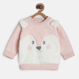 MINI KLUB Boys Pink & White Self Design Sweatshirt-image-13