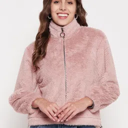 Madame Mock Collar Front-Open Pure Cotton Sweatshirt-picture-1