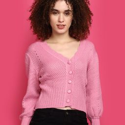 V-Mart Open Knit Self Design Cardigan Sweater-picture-31