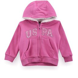 U.S. Polo Assn. Kids Girls Typography Printed Hooded Sweatshirt-image-100