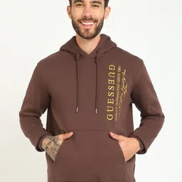 GUESS Typography Printed Hooded Neck Long Sleeves Pullover Sweatshirt-picture-8