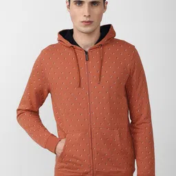 Van Heusen Sport Men Orange Printed Cotton Hooded Sweatshirt-image-30
