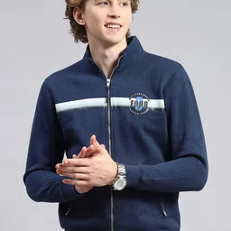 Monte Carlo Striped Stand Collar Front-Open Sweatshirt-picture-30