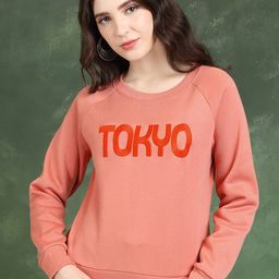 Tokyo Talkies Orange Typography Printed Long Sleeve Pullover Sweatshirt-image-41