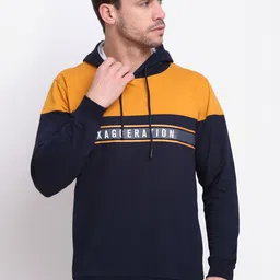 Cantabil Men Mustard Colourblocked Sweatshirt-image-27