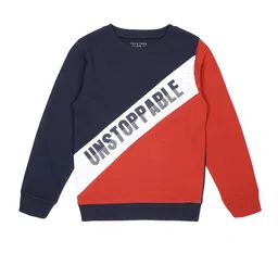 PLUM TREE Boys Colourblocked Cotton Pullover Sweatshirt-image-86