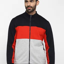 Alan Jones Colourblocked Mock Collar Front-Open Sweatshirt-picture-8