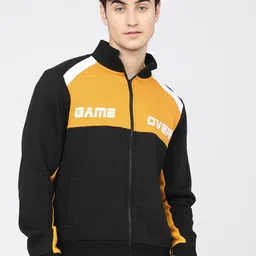 HIGHLANDER Men Black & Yellow Colourblocked Sweatshirt-image-98