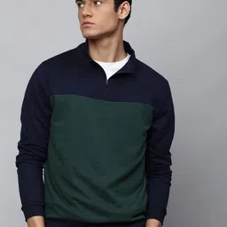 Dennis Lingo Men Green Colourblocked Sweatshirt-image-40