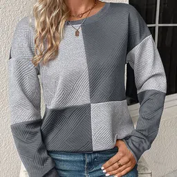 StyleCast Grey Colourblocked Round Neck Long Sleeves Sweatshirt-image-43