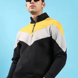 Campus Sutra Colourblocked Mock Collar Cotton Pullover-picture-54