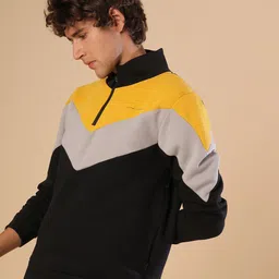 Campus Sutra Colourblocked Mock Collar Cotton Pullover-picture-20