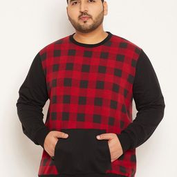 bigbanana Plus Size Checked Round Neck  Cotton Sweatshirt-picture-14