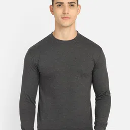 DYCA Men Charcoal Grey Solid Round Neck Fleece Sweatshirt-picture-28