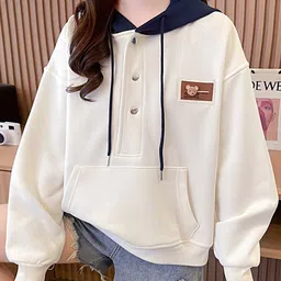 JC Mode Hooded Drop Shoulder Sleeves Cotton Longline Sweatshirt-38