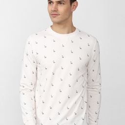 Peter England Casuals Men White Printed Cotton Sweatshirt-image-5