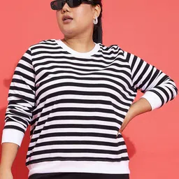 SASSAFRAS Curve Plus Size Striped Sweatshirt-image-28