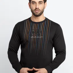 Status Quo Men Black Striped Cotton Sweatshirt-image-44