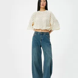 Koton Self Design Round Neck Pullover Sweatshirt-image-38